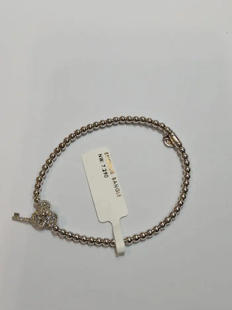 18k White Gold Diamond Antique Unisex Bangle Bracelet