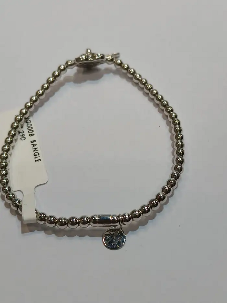 18k White Gold Diamond Antique Unisex Bangle Bracelet