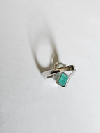 18k White Gold Diamond Ring - Natural Zambian Emerald Wedding Ring