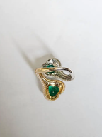 Natural Zambian Emerald Two Tone Gold Ring - 18k Gold Diamond Wedding Ring
