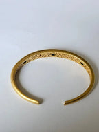 18k Yellow Matte Gold Bangle - Natural Emerald & Diamond Bangle