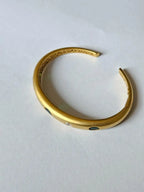18k Yellow Matte Gold Bangle - Natural Emerald & Diamond Bangle