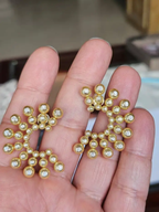 Golden Pearls Hoop Earrings - 18k Yellow Gold Diamond Handmade Earrings