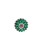Pink Sapphire & Zambian Emerald Cocktail Ring - 18k White Gold Diamond Ring