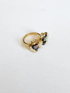 Mother Of Pearl Butterfly Ring - 18k Yellow Gold Diamond Engagement Ring