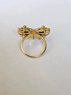 Mother Of Pearl Butterfly Ring - 18k Yellow Gold Diamond Engagement Ring