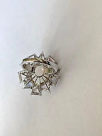 18k White Gold Diamond Cocktail Ring - Natural Ethiopian Opal & Multi Sapphire Ring