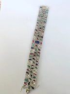 Natural Blue Sapphire, Ruby & Emerald Handmade Bracelet - 18k White Gold Diamond Bracelet