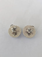 18k White Gold Diamond Stud Earrings - Natural Mozambique Ruby & Mother Of Pearl Stud Earrings