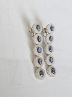Ceylon Blue Sapphire & Blue Opal Dangle Earrings - 18k White Gold Diamond Dangle Earrings
