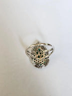 18k White Gold Diamond Ring - Natural Zambian Emerald Cocktail Ring