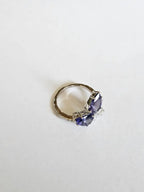 Natural Tanzanite & Rose Cut Diamond Wedding Ring - 18k White Gold Diamond Ring