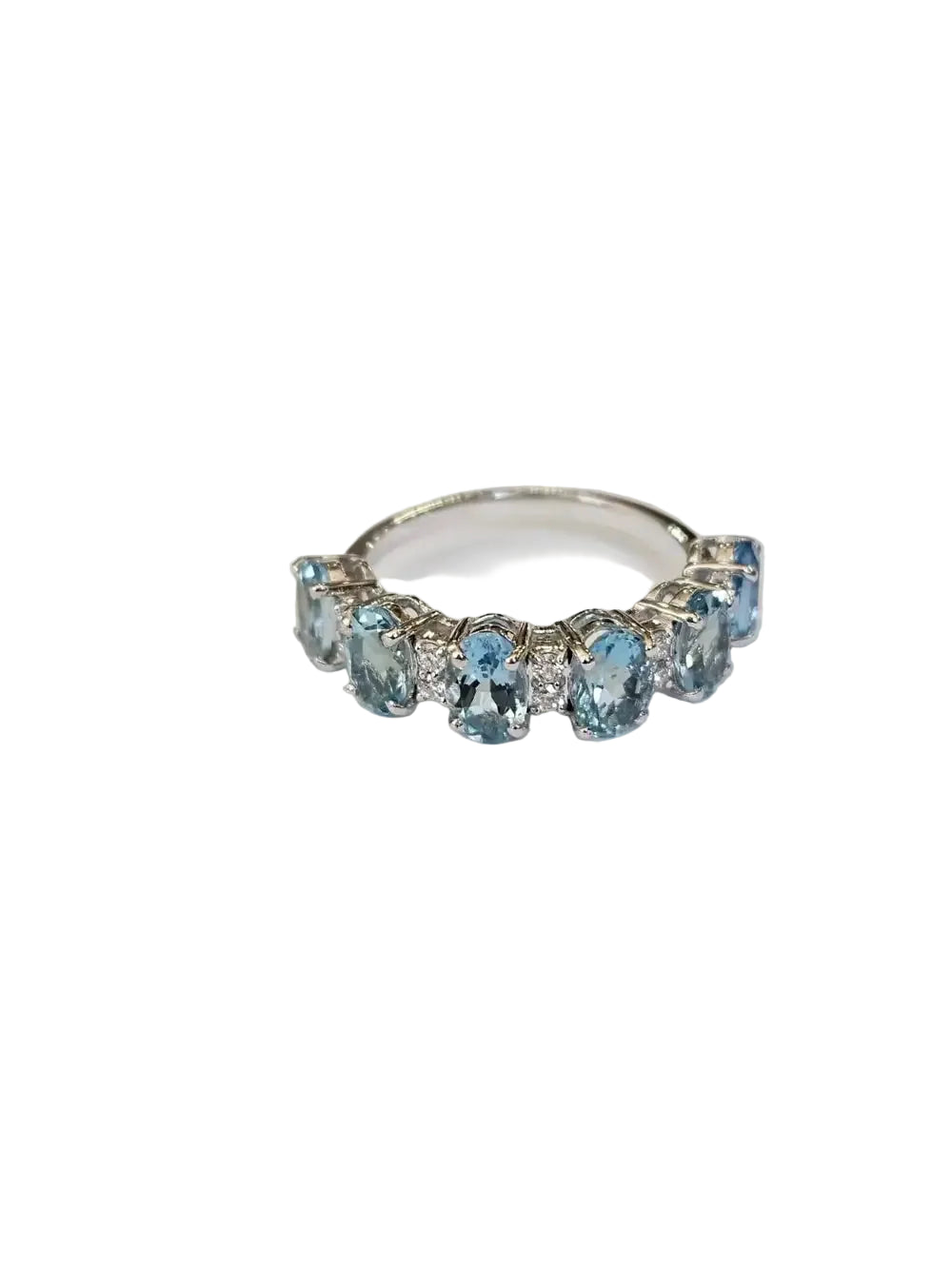 18k White Gold Diamond Ring - Natural Aquamarine Gemstone Ring