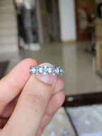 18k White Gold Diamond Ring - Natural Aquamarine Gemstone Ring