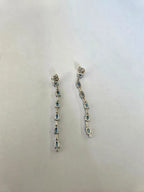 18k White Gold Diamond Dangle Earrings - Natural Aquamarine Gemstone Dangle Earrings