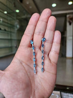 18k White Gold Diamond Dangle Earrings - Natural Aquamarine Gemstone Dangle Earrings