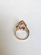 Natural Kunzite & Black Onyx Cocktail Ring - 18k Rose Gold Diamond Handmade Ring