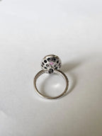 Natural Mozambique Ruby & Black Onyx Ring - 18k White Gold Diamond Ring
