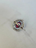 4.32 Ct. Rubellite & White Enamel Cocktail Dome Ring - 18k White Gold Diamond Ring