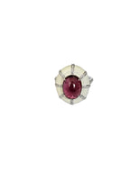 4.32 Ct. Rubellite & White Enamel Cocktail Dome Ring - 18k White Gold Diamond Ring