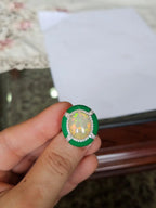 Natural Ethiopian Opal & Green Enamel Cocktail Ring - 18k White Gold Diamond Ring
