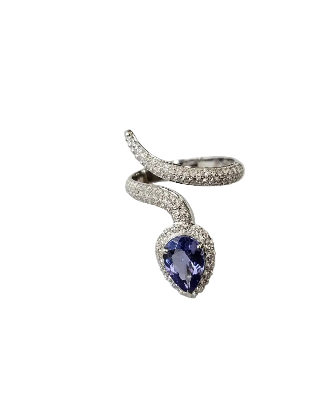 Natural Tanzanite Gemstone Ring - 18k White Gold Wedding Ring
