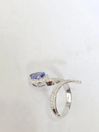 Natural Tanzanite Gemstone Ring - 18k White Gold Wedding Ring