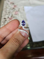 Natural Tanzanite Gemstone Ring - 18k White Gold Wedding Ring