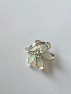 Ethiopian Opal & Zambian Emerald Floral Ring - 18k White Gold Diamond Ring