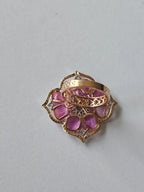 Natural Pink Sapphire Cocktail Ring - 18k Rose Gold Ring With Rose cut Diamonds