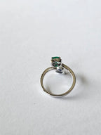 Natural Emerald & Blue Sapphire Ring - 18k White Gold Diamond Ring