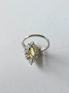 Natural Yellow Sapphire Gemstone Ring - 18k White Gold Diamond Handmade Ring