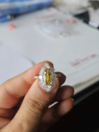Natural Yellow Sapphire Gemstone Ring - 18k White Gold Diamond Handmade Ring