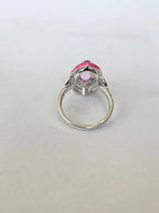 1.94 Ct. Pink Sapphire & Pink Enamel Ring - 18k White Gold Diamond Ring