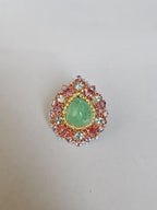 18k White Gold Diamond Handmade Cocktail Ring - Natural Paraiba Tourmaline & Multi Sapphire Gemstone Ring