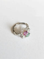 18k White Gold Diamond Toi et Moi Ring - Natural Pink Sapphire & Paraiba Tourmaline Cocktail Ring