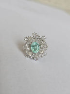 18k White Gold Diamond Wedding Ring - Natural Paraiba Tourmaline Gemstone Ring