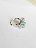 18k White Gold Diamond Wedding Ring - Natural Paraiba Tourmaline Gemstone Ring