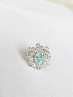 18k White Gold Diamond Wedding Ring - Natural Paraiba Tourmaline Gemstone Ring