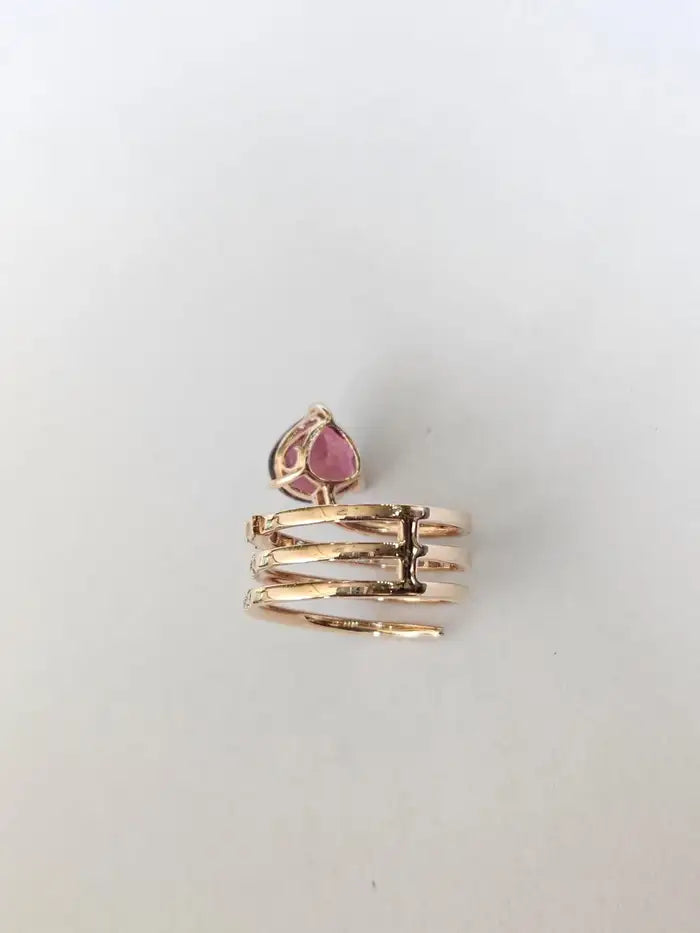 18k Rose Gold Diamond Ring - Natural Tourmaline Engagement Ring