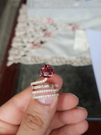 18k Rose Gold Diamond Ring - Natural Tourmaline Engagement Ring