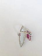 Natural Aquamarine & Mozambique Ruby Ring - 18k White Gold Diamond Ring