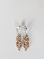Natural Morganite & Diamond Dangle Earrings - 18k Rose Gold Handmade Earrings