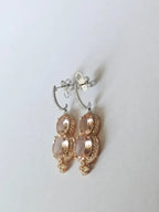 Natural Morganite & Diamond Dangle Earrings - 18k Rose Gold Handmade Earrings