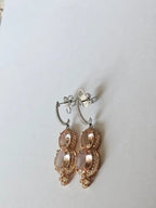 Natural Morganite & Diamond Dangle Earrings - 18k Rose Gold Handmade Earrings