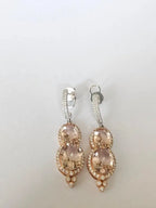 Natural Morganite & Diamond Dangle Earrings - 18k Rose Gold Handmade Earrings