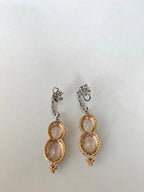 Natural Morganite & Diamond Dangle Earrings - 18k Rose Gold Handmade Earrings