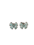 18k White Gold Diamond Stud Earrings - Natural Paraiba Tourmaline Butterfly Stud Earrings