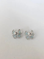 18k White Gold Diamond Stud Earrings - Natural Paraiba Tourmaline Butterfly Stud Earrings