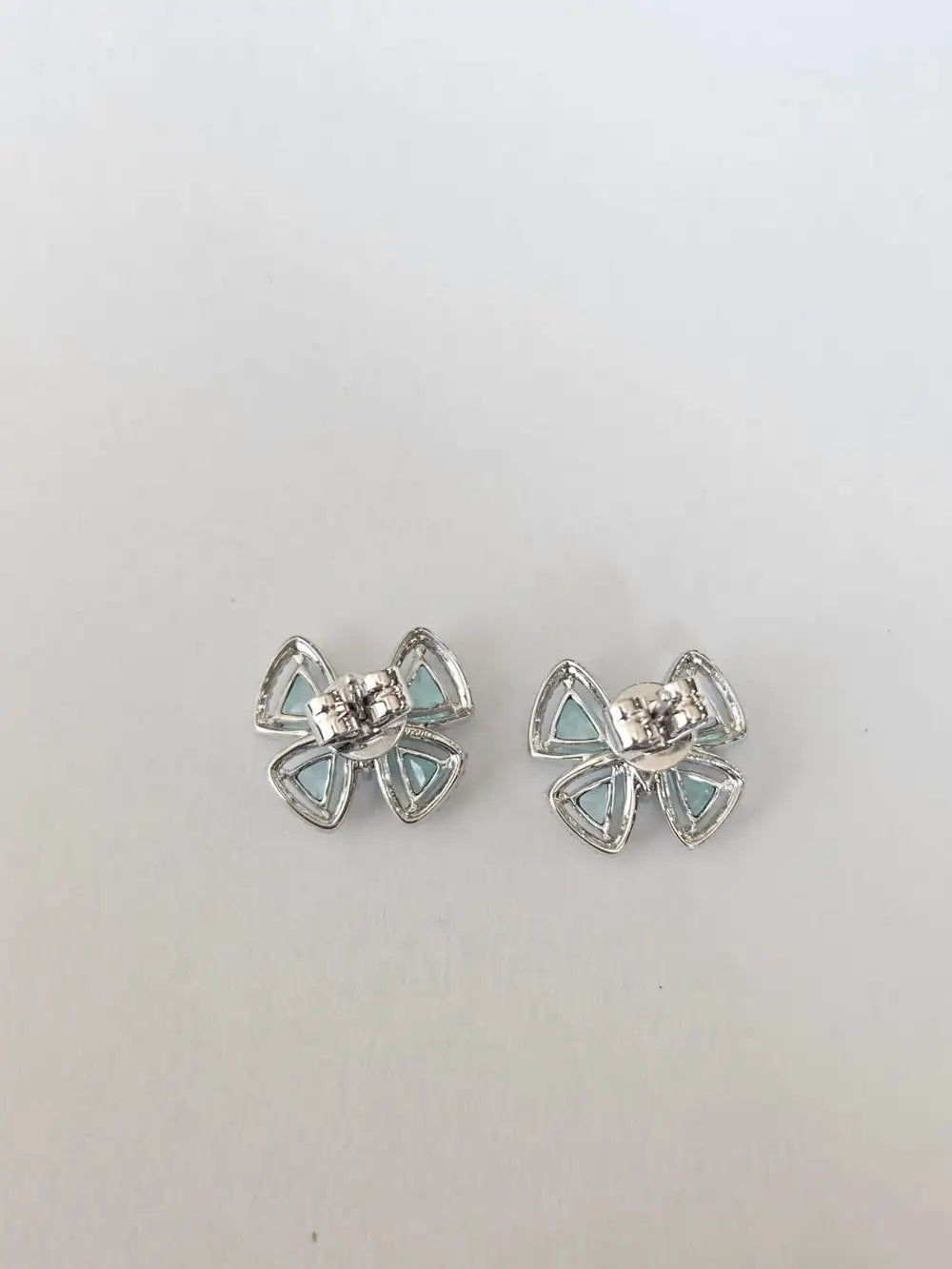 18k White Gold Diamond Stud Earrings - Natural Paraiba Tourmaline Butterfly Stud Earrings